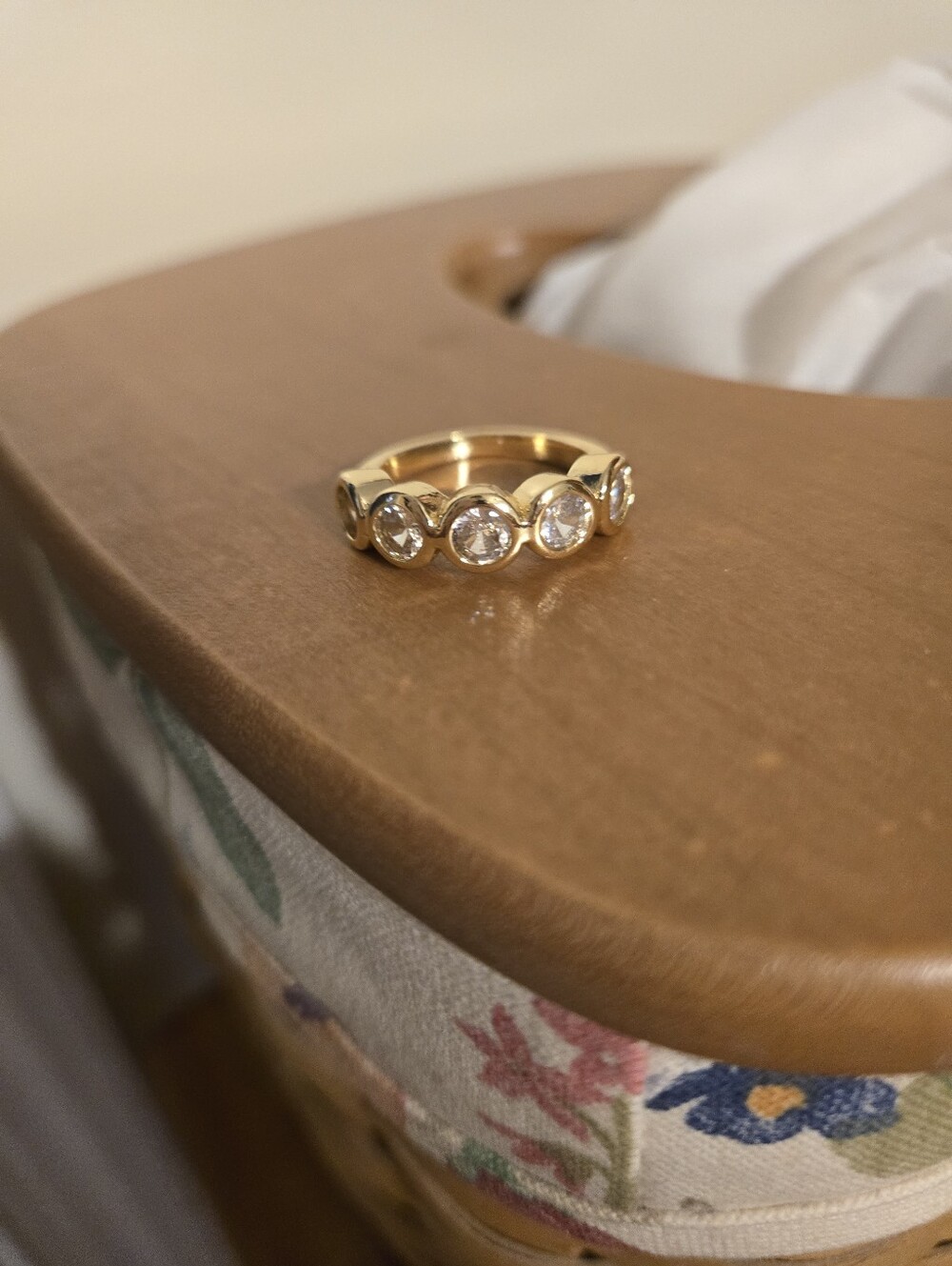 Boutique Gold Crystal Bezel Band Ring - Women Jewelry